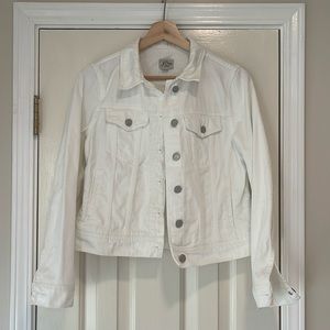 J. Crew white denim jacket, size S. In perfect condition!